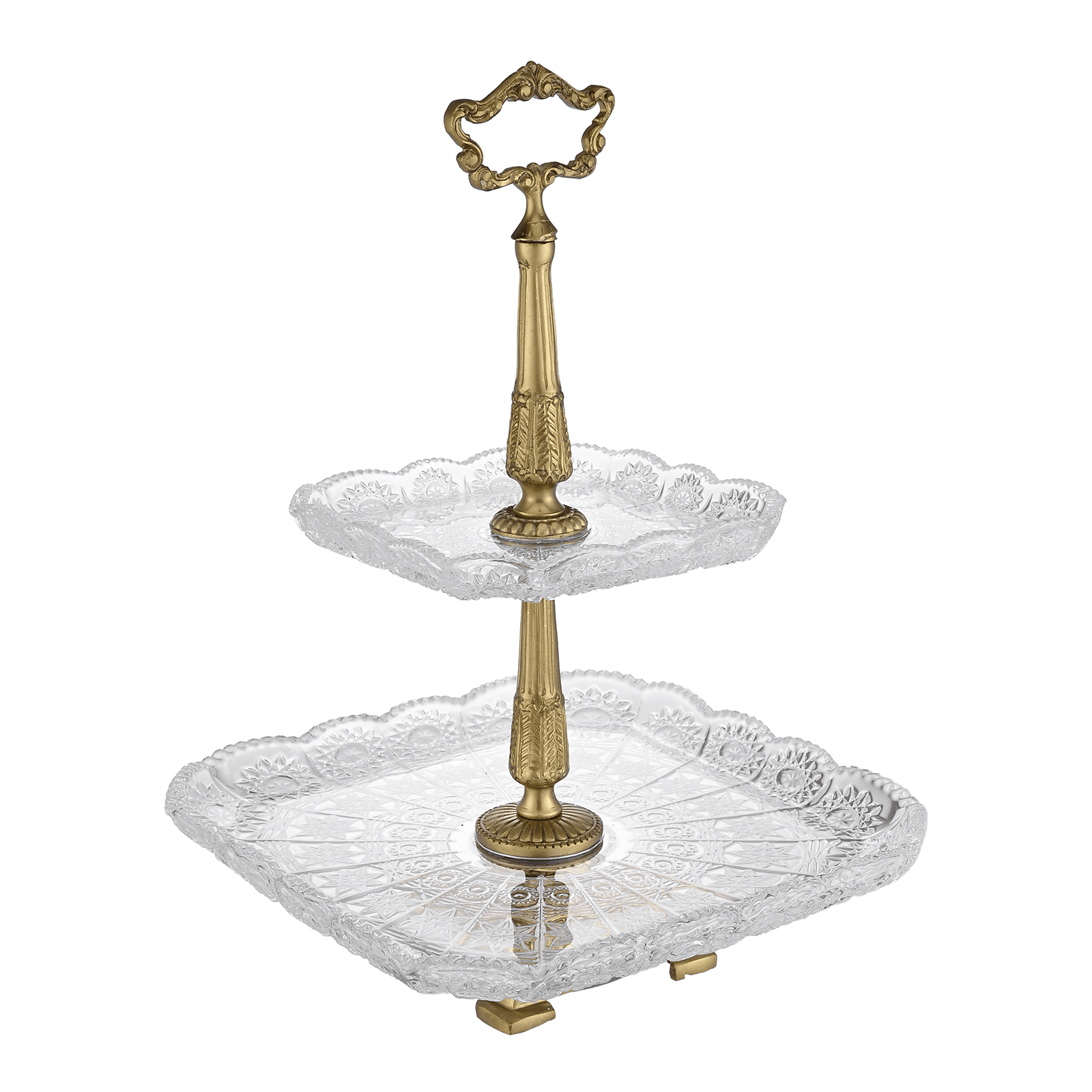Bohemia Crystal - Etagere 500 PK Gold - Hand Cut - 27x40cm