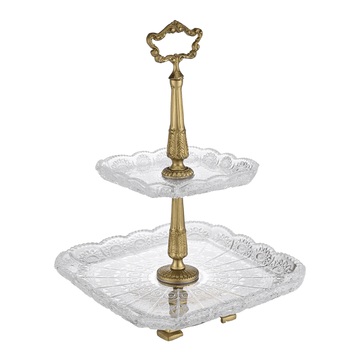 Bohemia Crystal - Etagere 500 PK Gold - Hand Cut - 27x40cm