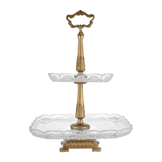 Bohemia Crystal - Etagere 500 PK Gold - Hand Cut - 27x40cm
