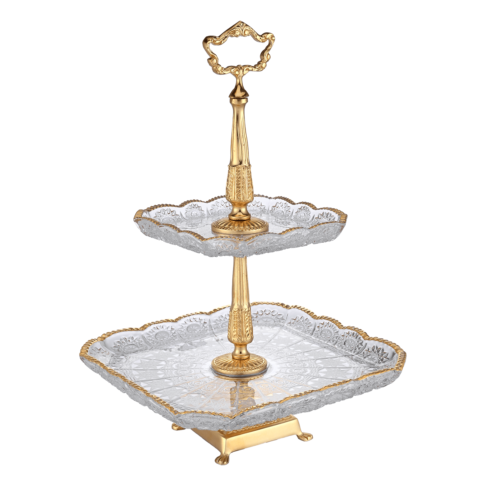 Bohemia Crystal - Etagere Gold - Hand Cut - 27x42cm