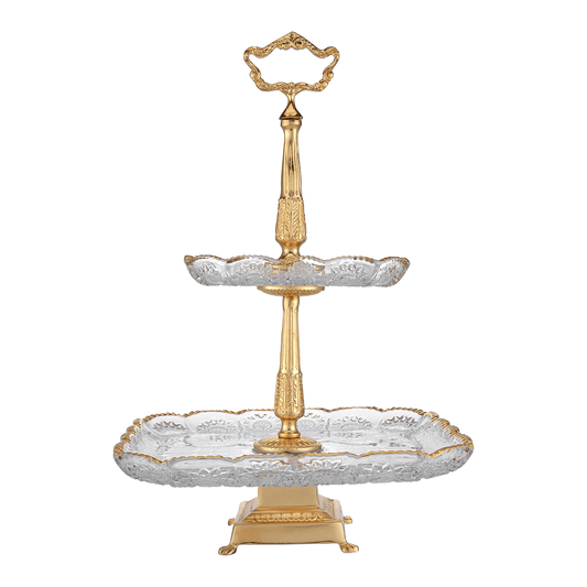 Bohemia Crystal - Etagere Gold - Hand Cut - 27x42cm