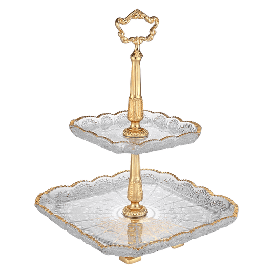 Bohemia Crystal - Etagere Gold - Hand Cut - 38cm