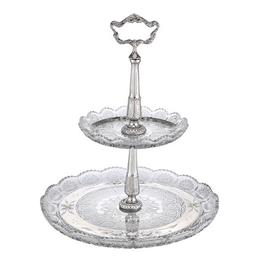 Bohemia Crystal - Etagere silver - Hand Cut - 30x38cm