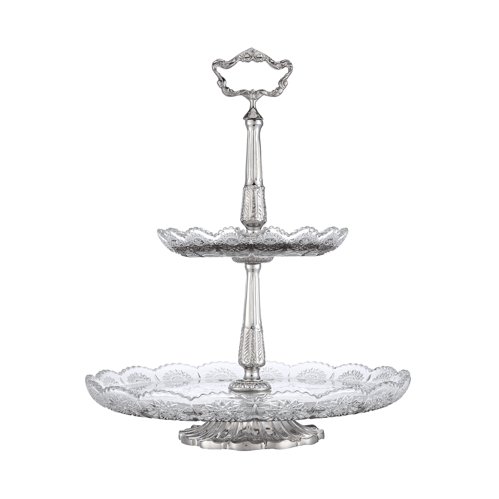 Bohemia Crystal - Etagere silver - Hand Cut - 30x38cm