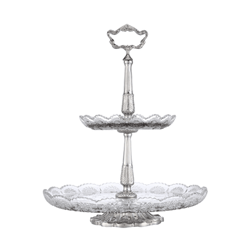 Bohemia Crystal - Etagere silver - Hand Cut - 30x38cm