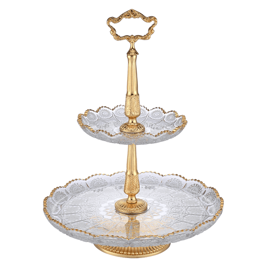 Bohemia Crystal - Etagere Gold - Hand Cut - 30x42cm