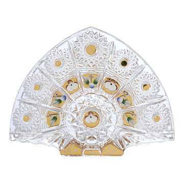 Bohemia Crystal - Hand Cut Napkin Holder - Gold & Floral Design - 14x5x11cm