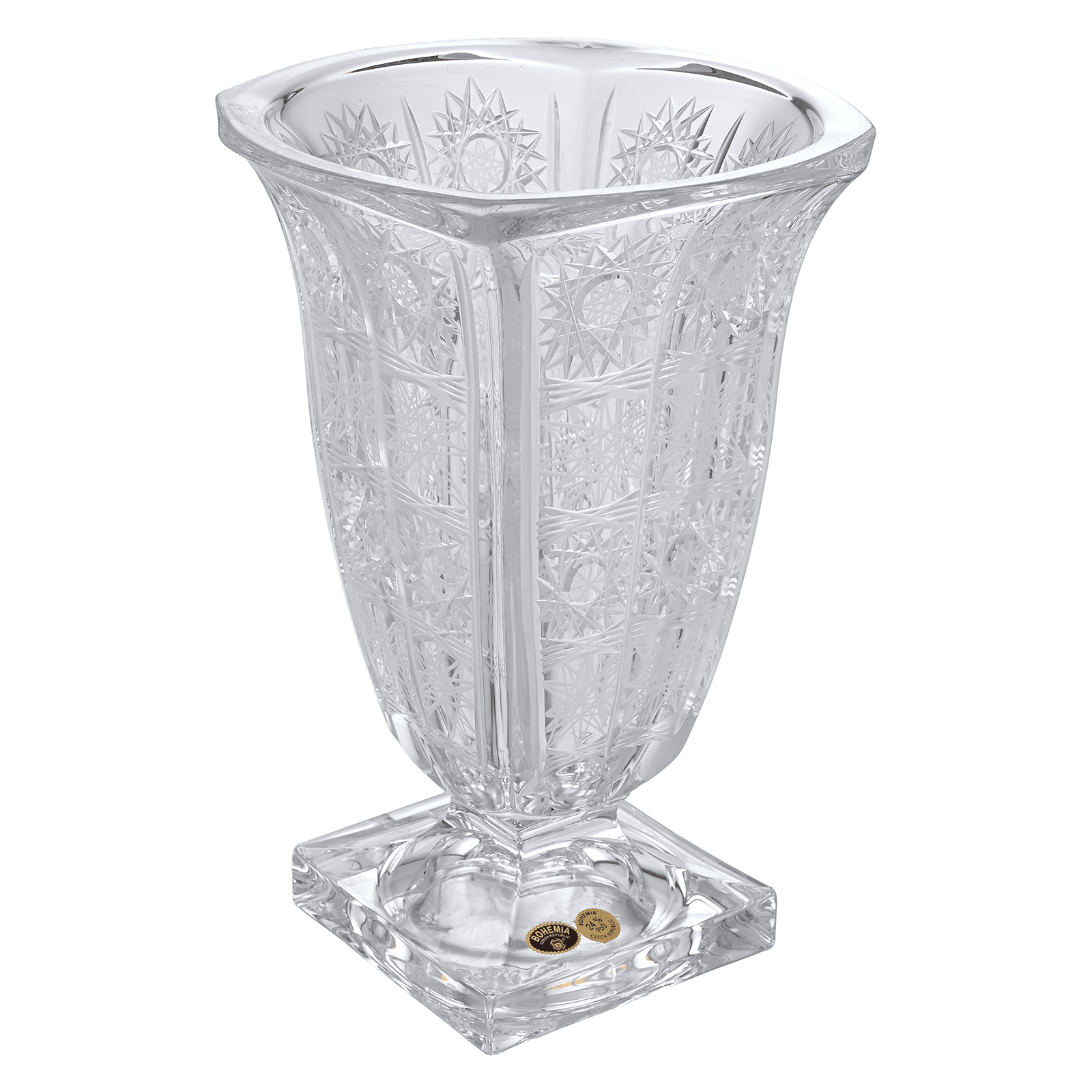 Bohemia Crystal - Magma Hand Cut Footed Vase - Clear - 19x29cm