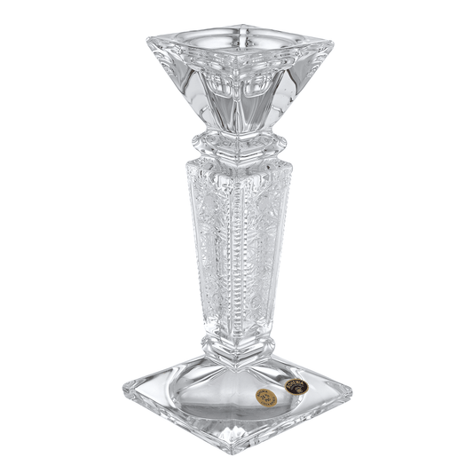 Bohemia Crystal - Hand Cut Crystal Candle Holder - Clear - 12x26cm