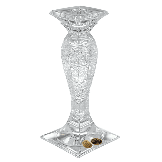 Bohemia Crystal - Hand Cut Crystal Candle Holder - Clear - 9x21cm