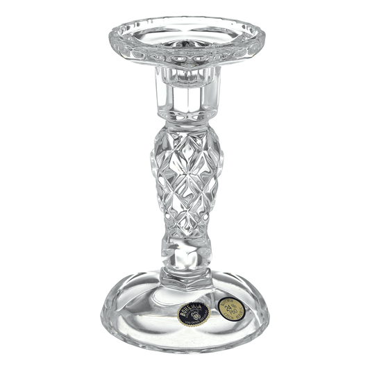 Bohemia Crystal - Rounded shapes Crystal Candle Holder - Hand Cut - Clear - 9x16cm