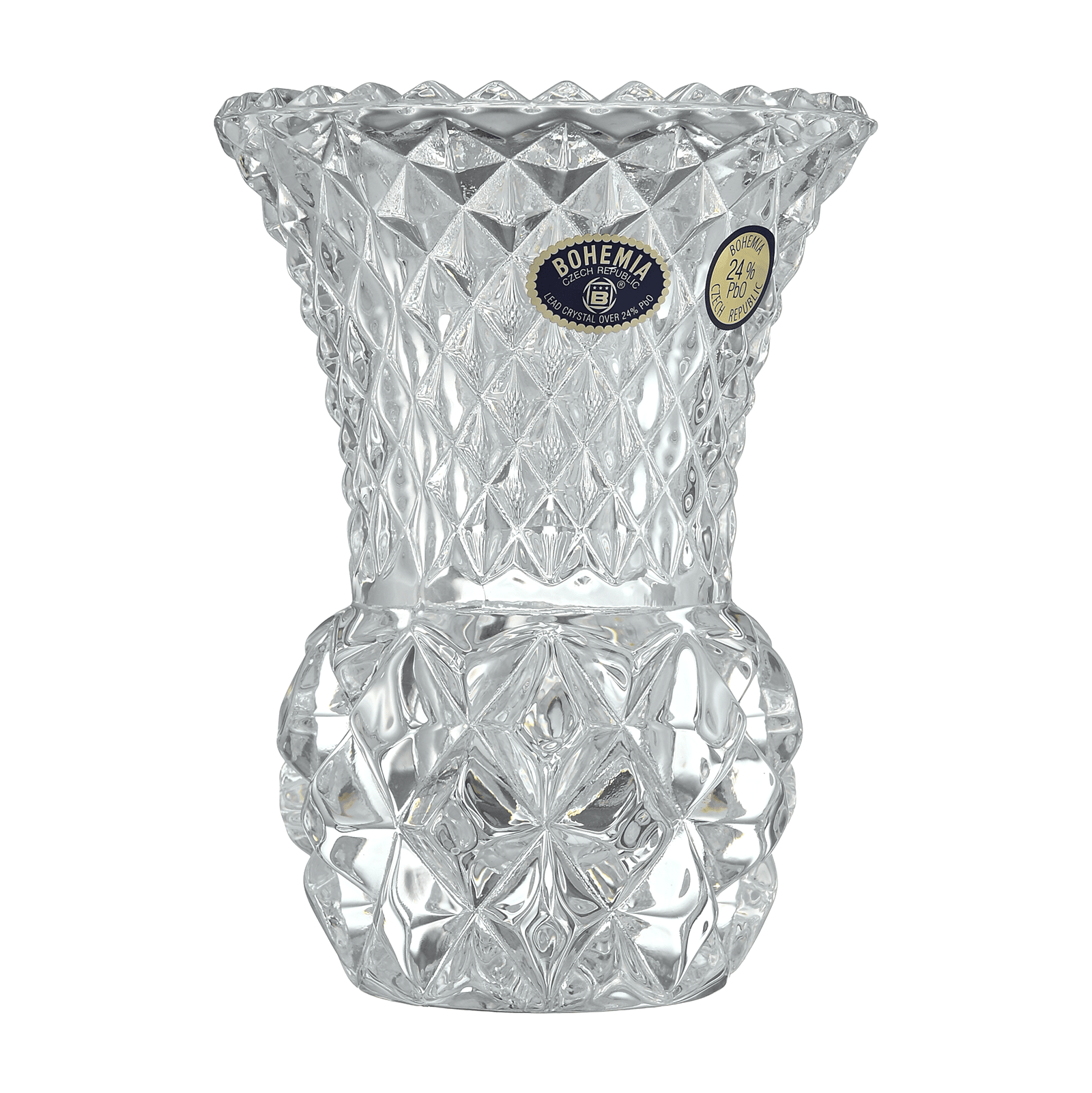Bohemia Crystal - Dotted Crystal Vase - Hand Cut - Clear - 9x18cm