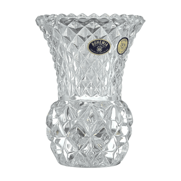 Bohemia Crystal - Dotted Crystal Vase - Hand Cut - Clear - 9x18cm