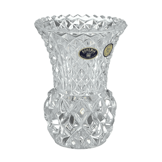 Bohemia Crystal - Dotted Crystal Vase - Hand Cut - Clear - 9x18cm