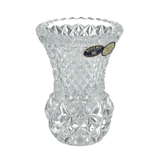 Bohemia Crystal - Dotted Crystal Vase - Hand Cut - Clear - 7x10cm