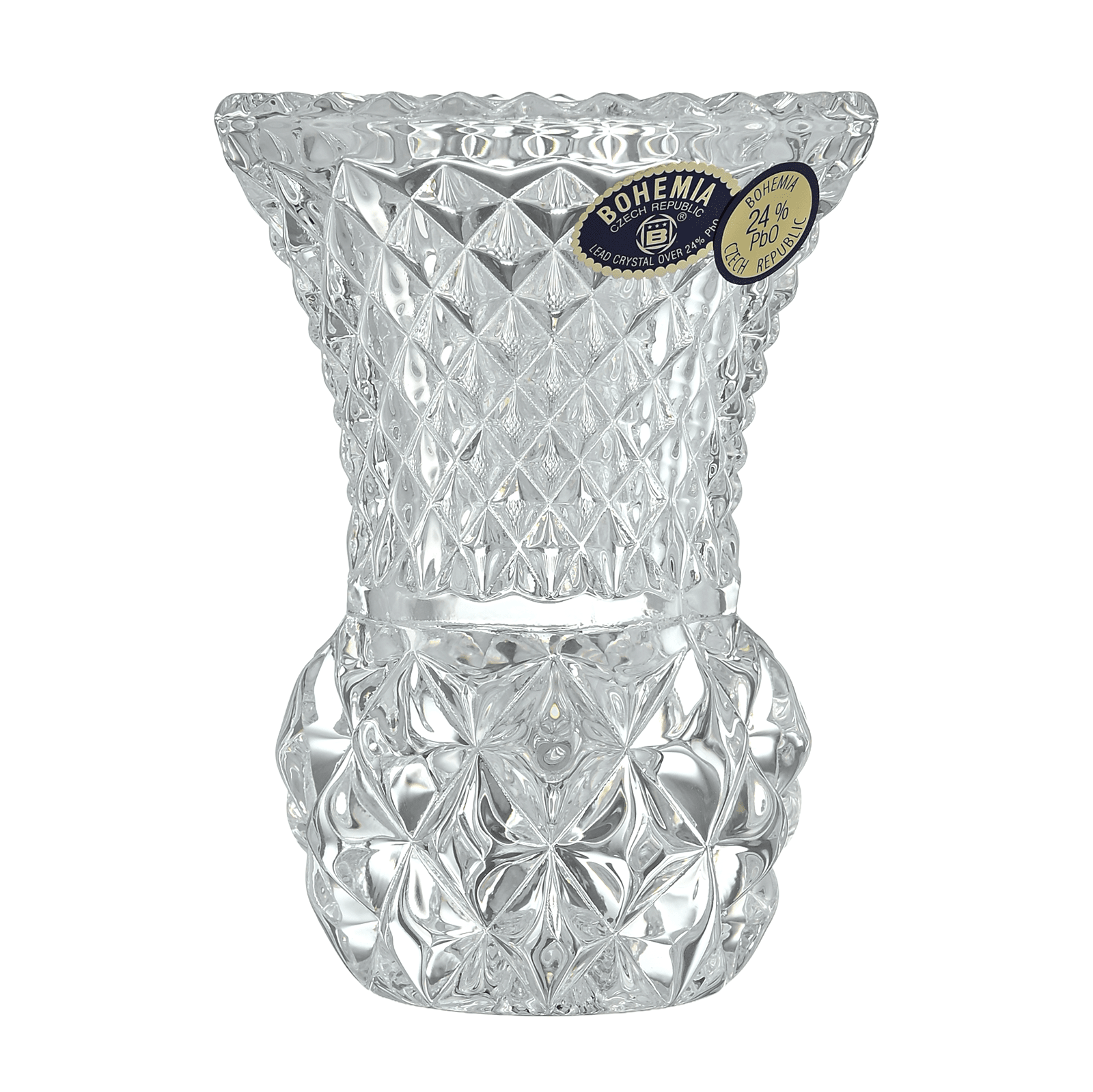 Bohemia Crystal - Dotted Crystal Vase - Hand Cut - Clear - 7x10cm