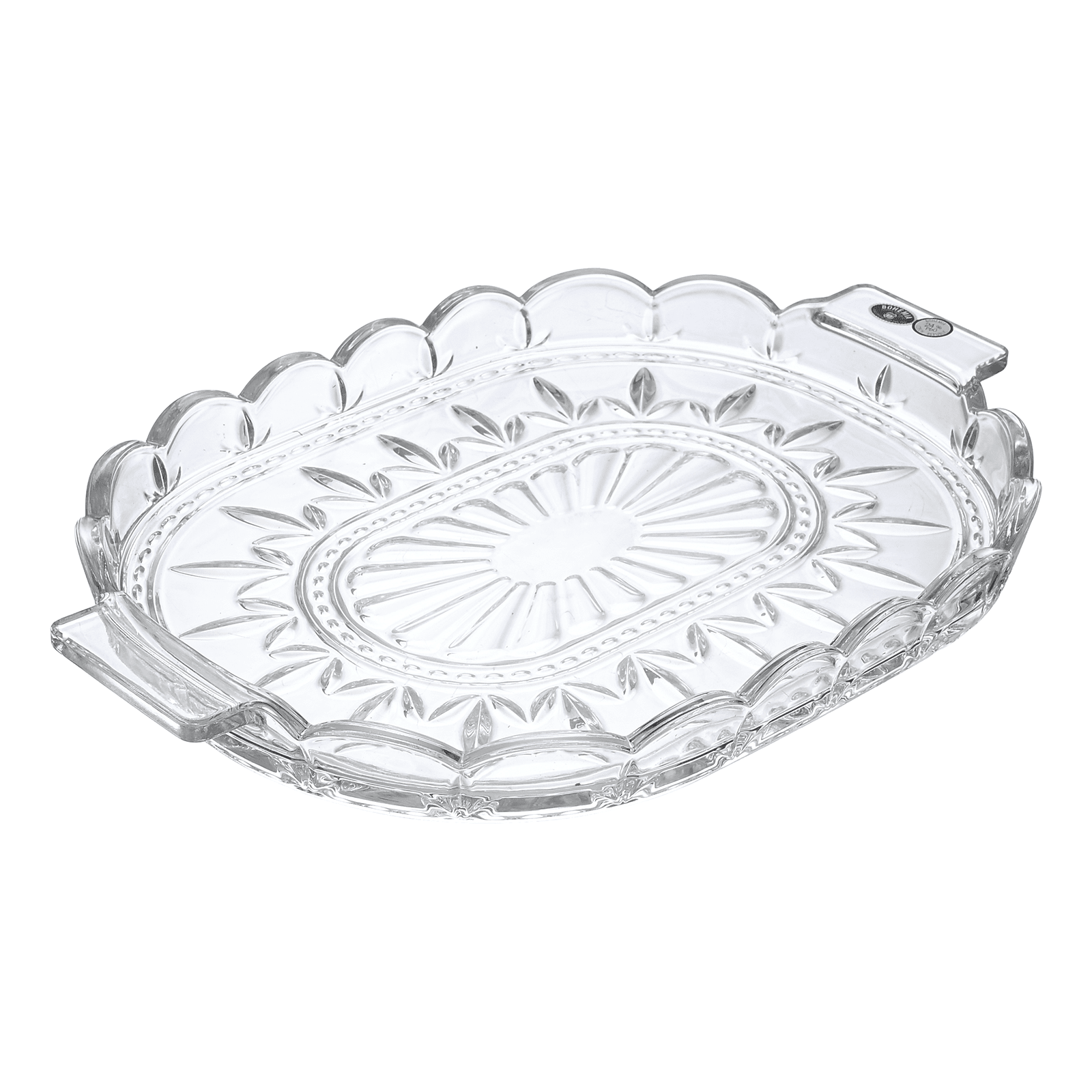 Bohemia Crystal - Crystal Oval Tray with Handles - Hand Cut - Clear - 37x26x4cm