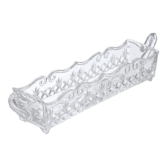 Bohemia Crystal - Crystal Biscuit Tray with Handles - Clear - 30x6x5cm
