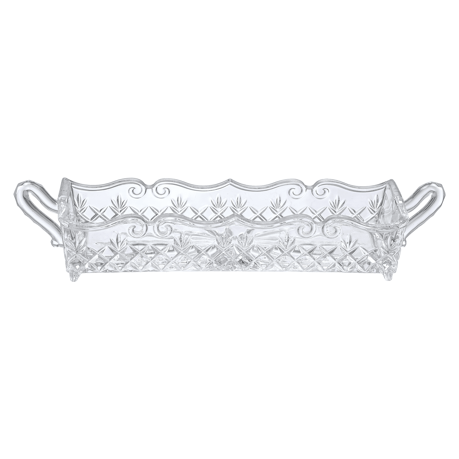 Bohemia Crystal - Crystal Biscuit Tray with Handles - Clear - 30x6x5cm