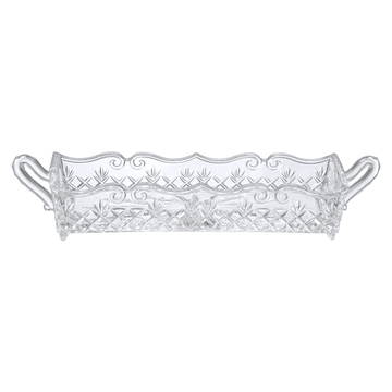 Bohemia Crystal - Crystal Biscuit Tray with Handles - Clear - 30x6x5cm