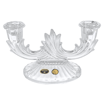 Bohemia Crystal - Doubled Crystal Candle Holder- Hand Cut - Clear - 21x10x13cm