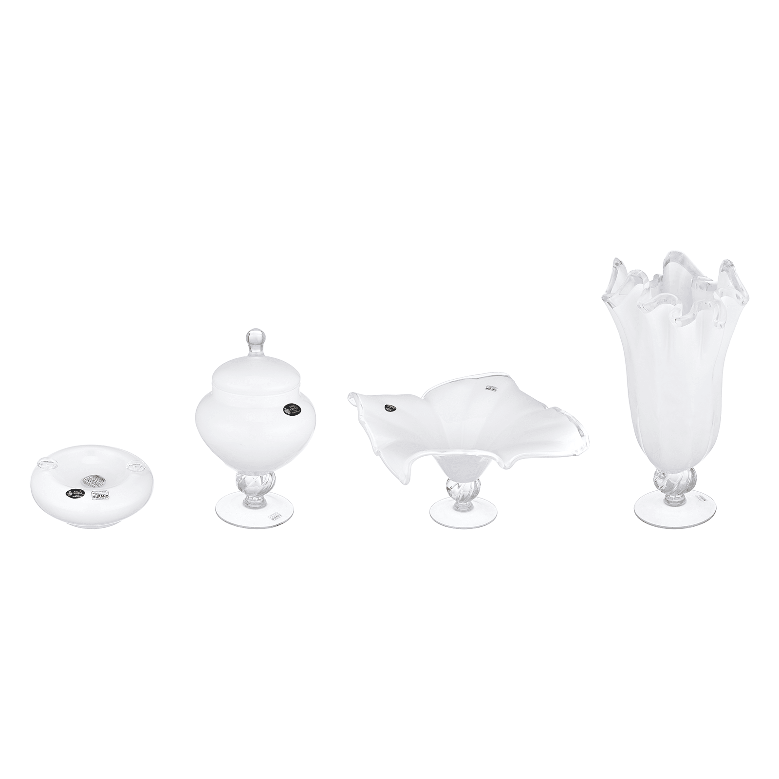 Murano - Gift Set 4 Pieces - White - Handblown Crystal