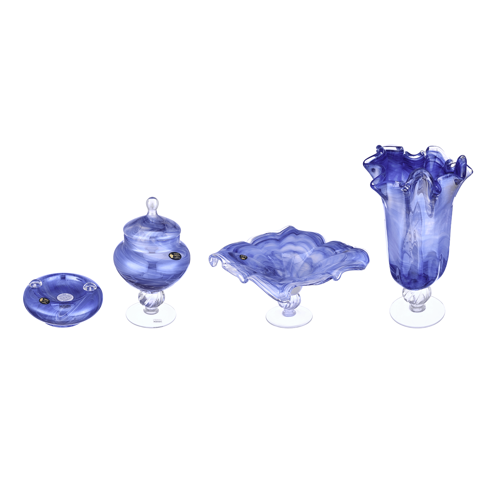 Murano - Gift Set 4 Pieces - Blue - Handblown Crystal