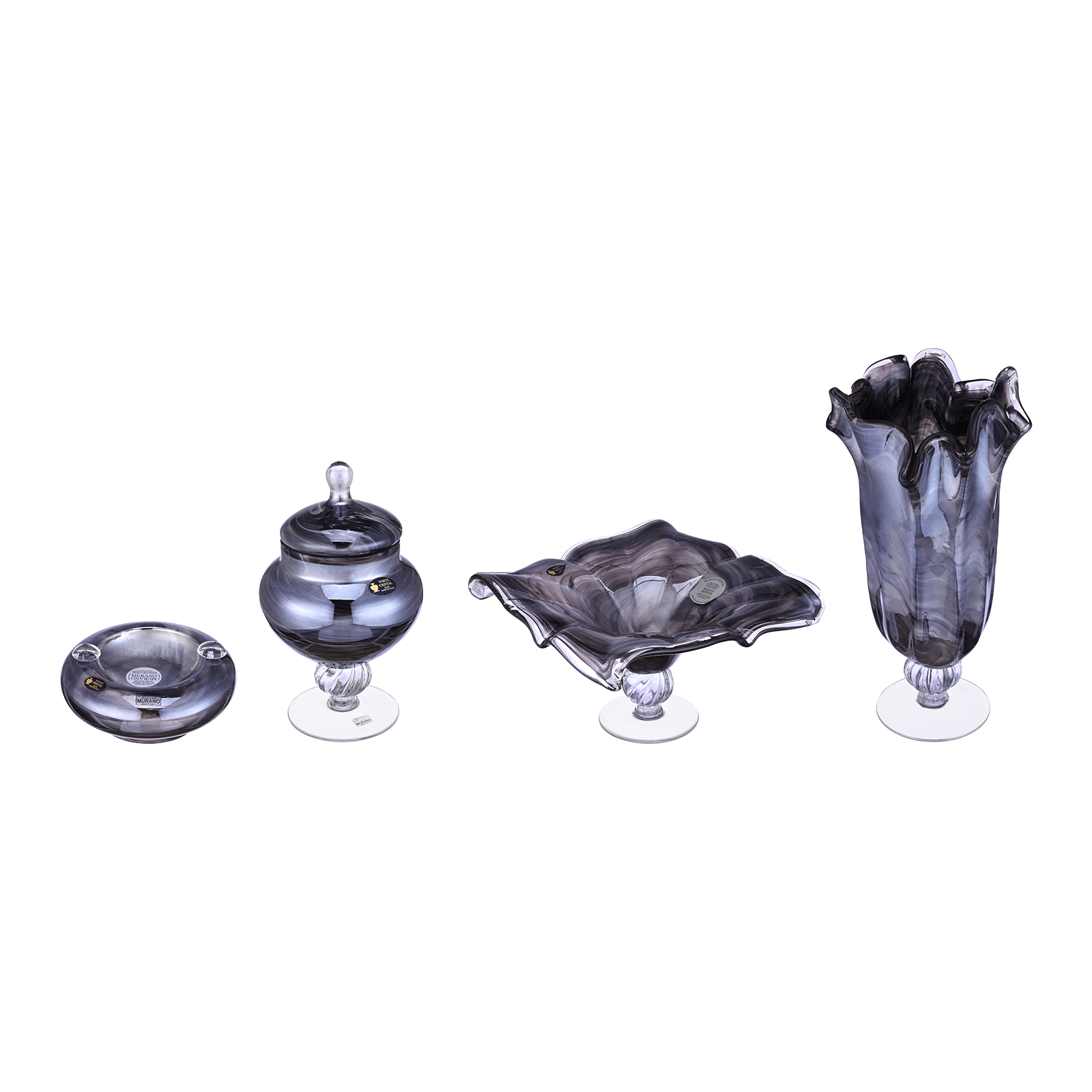 Murano - Gift Set 4 Pieces - Gray - Handblown Crystal