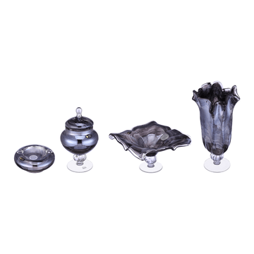 Murano - Gift Set 4 Pieces - Gray - Handblown Crystal
