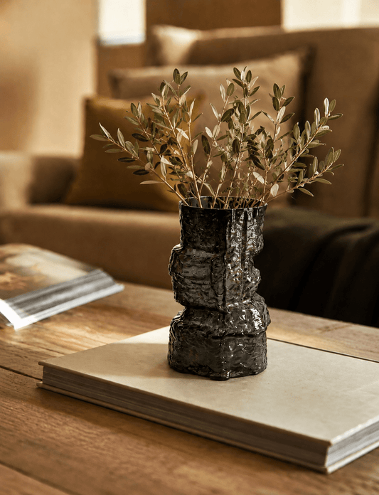 Degwana - Glass Vase - Black - 14x25cm