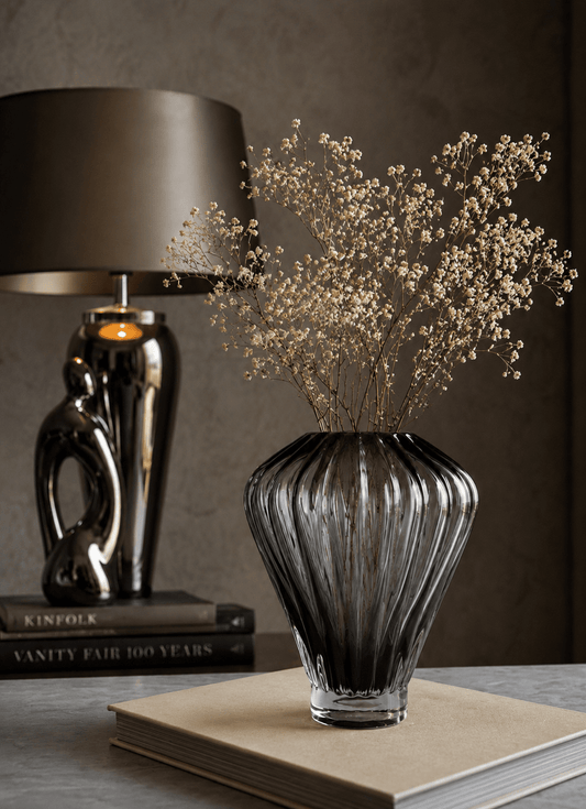 Degwana - Glass Vase - Black - 17x20cm