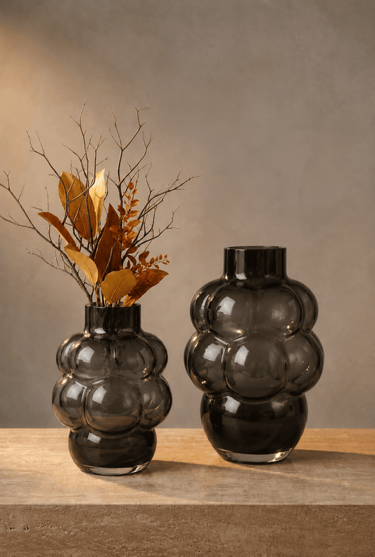 Degwana - Glass Vase - Black - 18x25cm