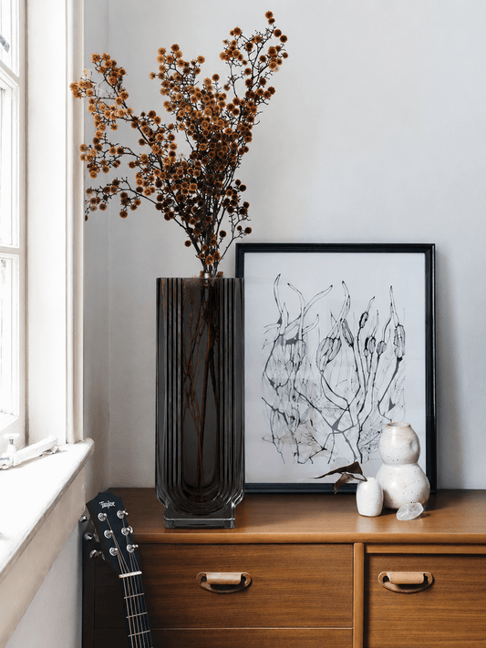 Degwana - Glass Vase - Black - 13x30cm