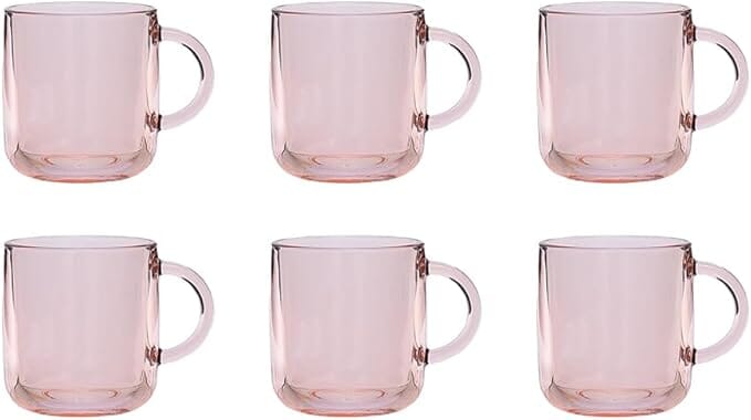 Pasabahce - Glass Mug Set 6 Pieces - Pink  - 330ml