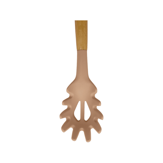 Cook Style - Silicone Kitchen Spaghetti Spoon With Wooden Handle - Beige - 35x8cm - 520008231