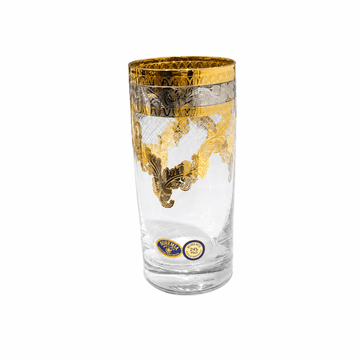 Bohemia Crystal - Tokyo Highball Glass Set 6 Pcs - 370 ml - Silver & Gold