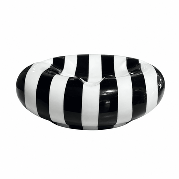 Caroline - Round Ashtray - 7x19 cm - Black & White