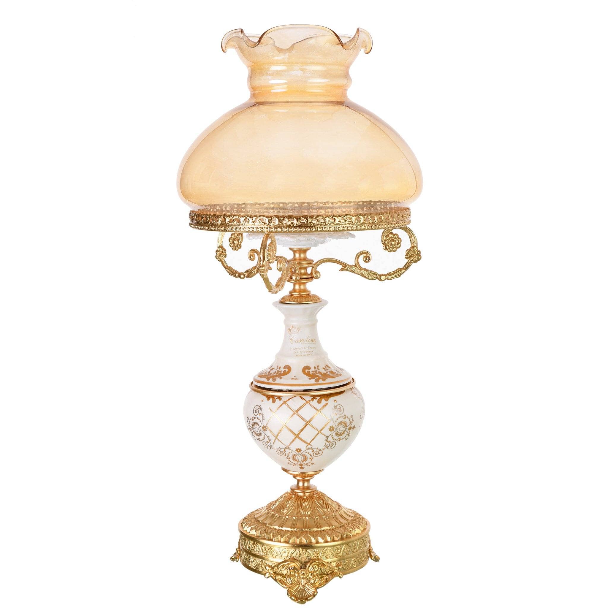 Caroline - Imperial Glass Shade Lamp - Beige & Gold - 49cm - 58000504