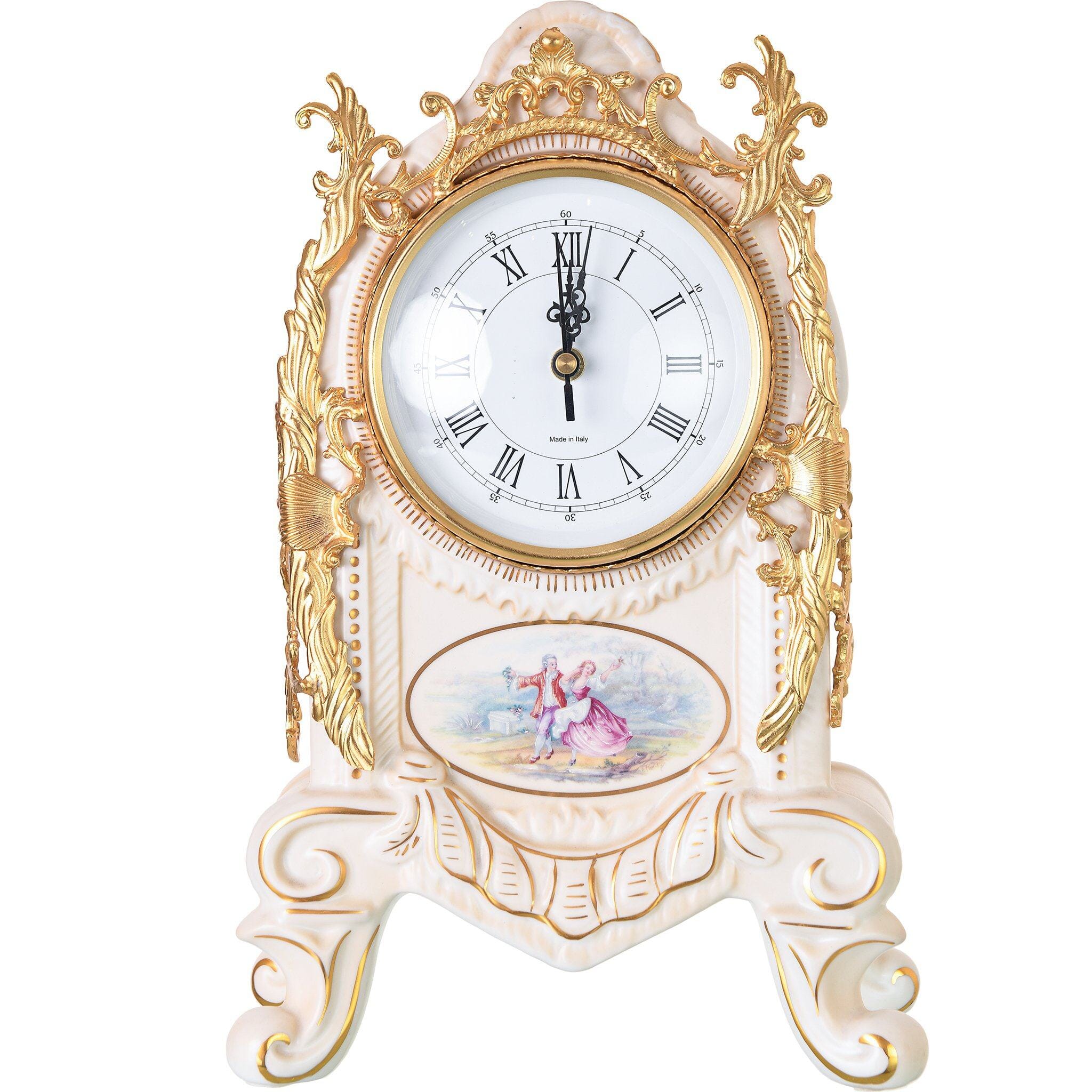 Caroline - Table Clock - Romeo & Juliet - Beige & Gold - 37cm - 58000527