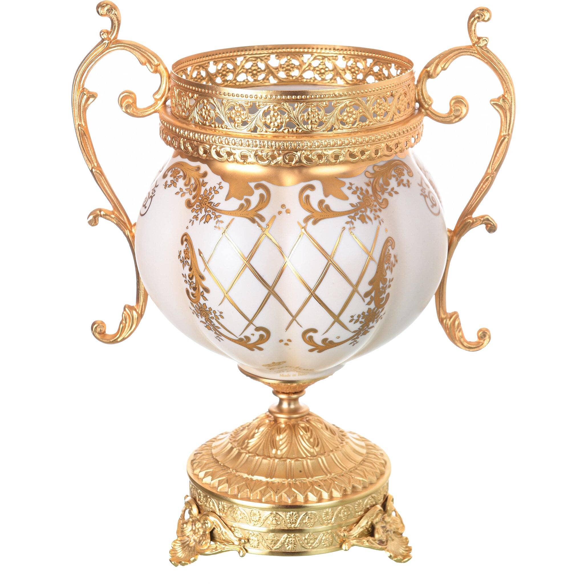 Caroline - Imperial Bowl with Gold Plated Base - Beige & Gold - 33cm - 58000536