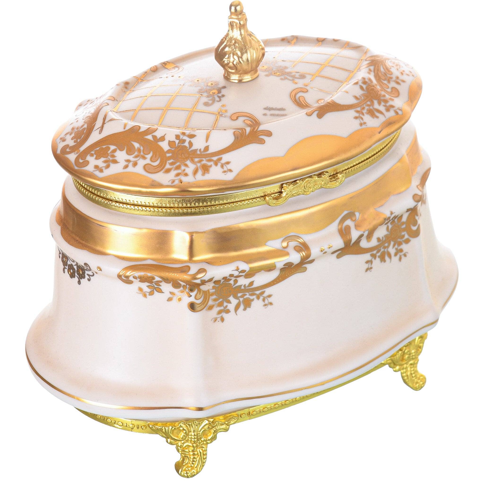 كارولين - صندوق امبريال بسيقان مطلية بالذهب - بيج وذهبي - 14x21 سم - 58000564