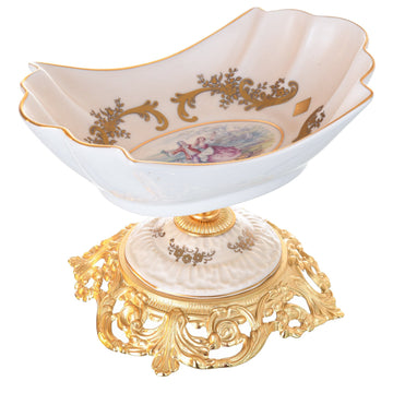 Caroline - Bowl with Base - Romeo & Juliet - Beige & Gold & White - 23x13cm - 58000595