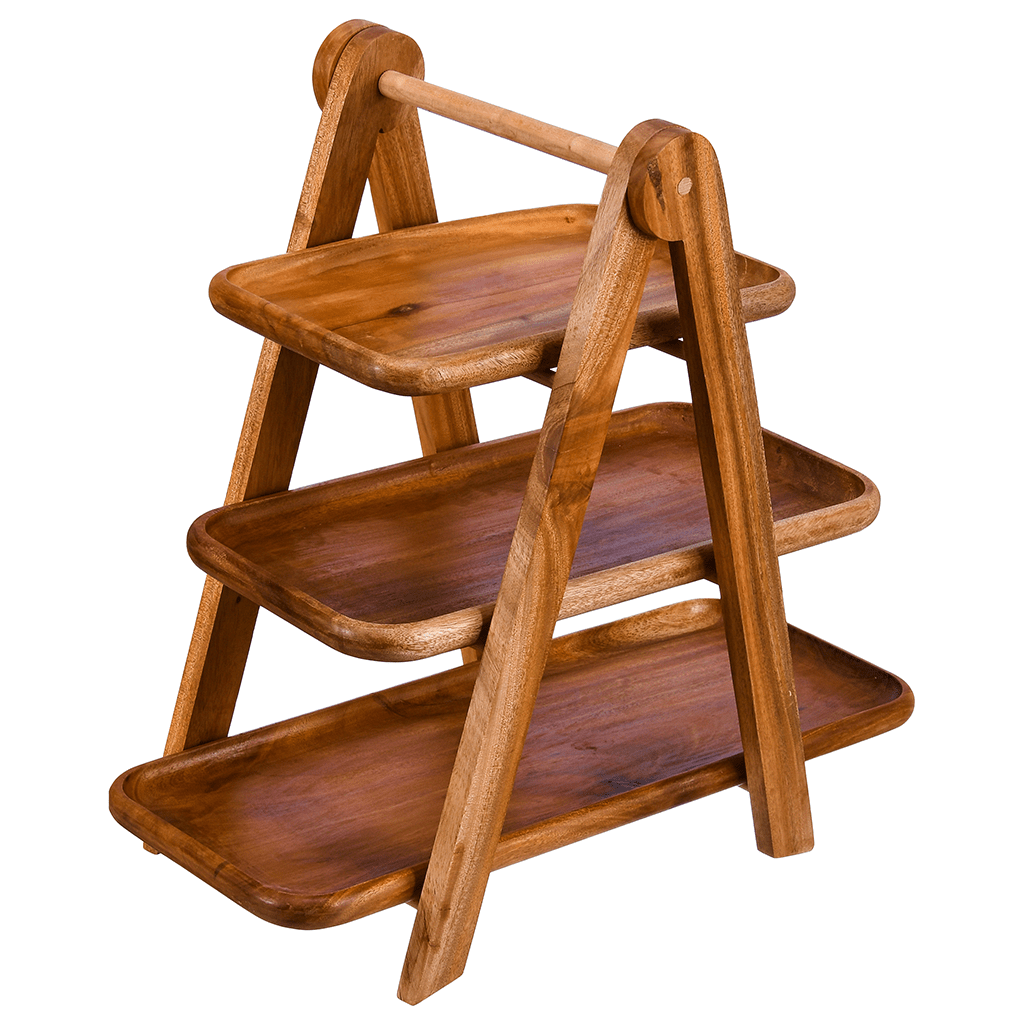 Senzo - 3 Tier Wooden Stand with Detachable Platters - Wood - 5900030