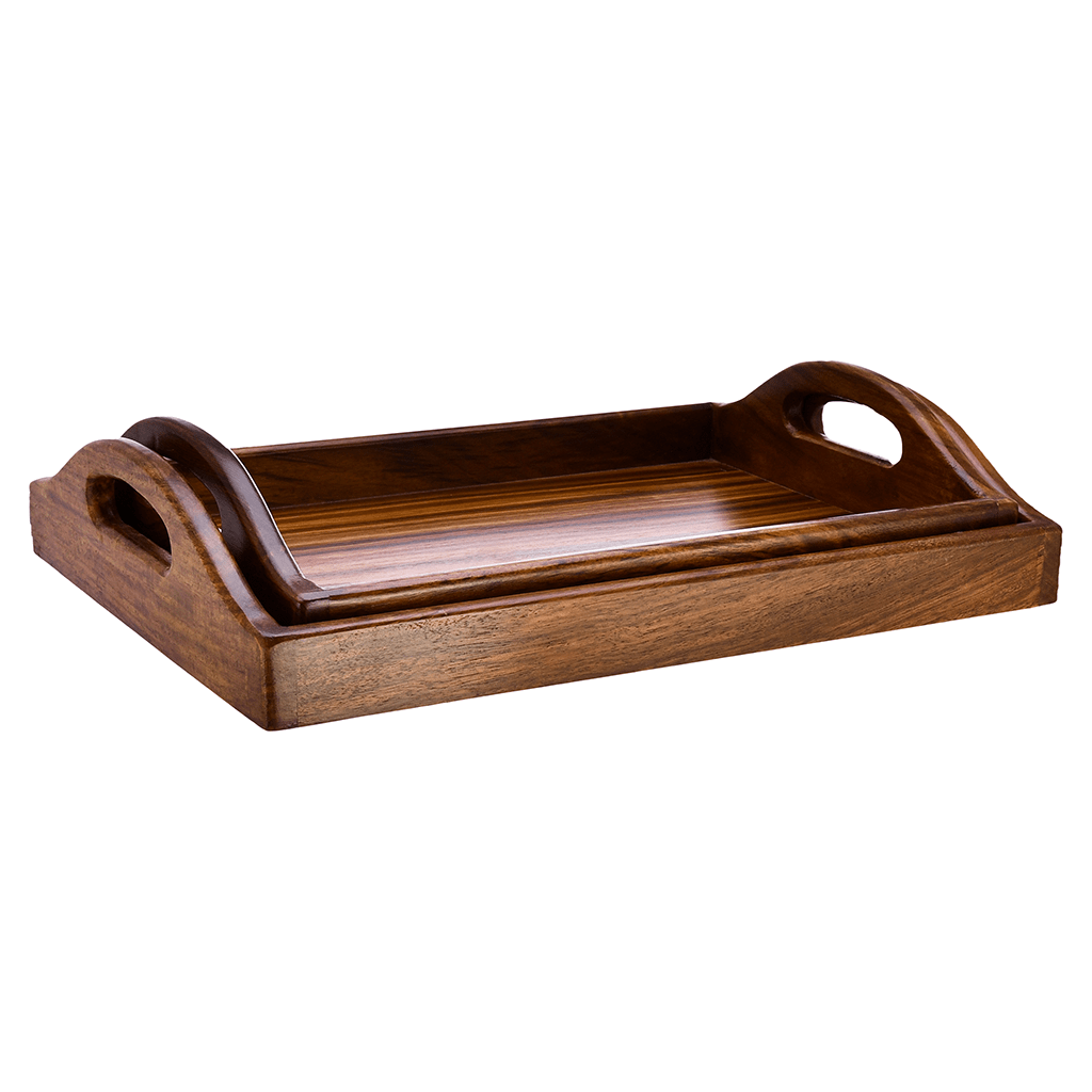 Senzo - Rectangular Tray Set 2 Pieces - Wood - 5900042