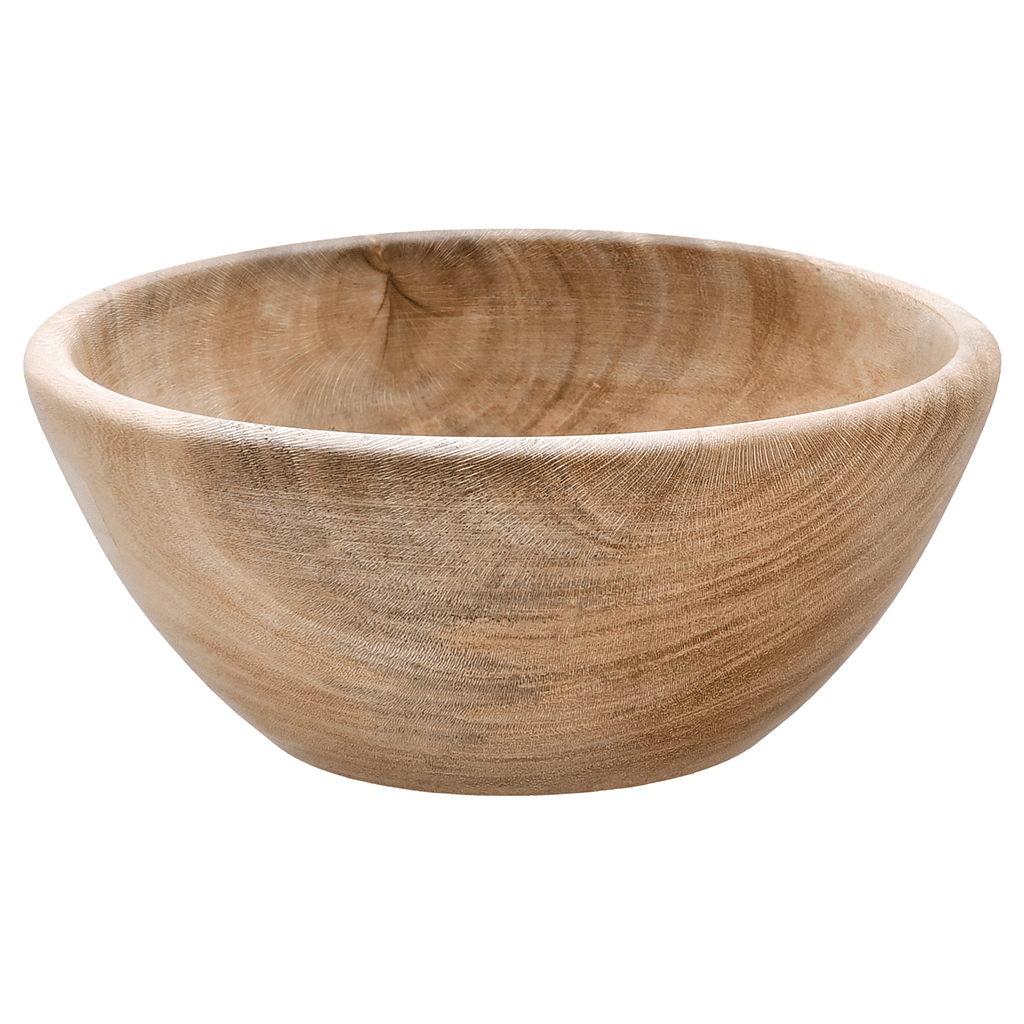 Senzo - Round Wooden Bowl - Beige - Wood - 22cm - 5900060