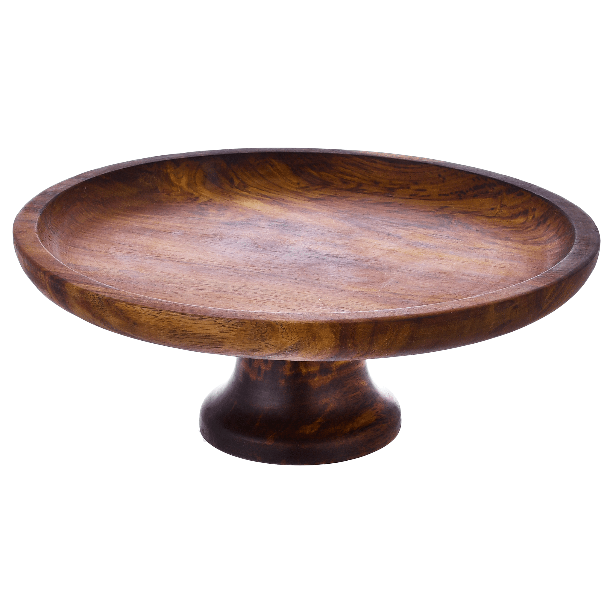 Senzo - Wooden Round Cake Platter with Base - 25cm