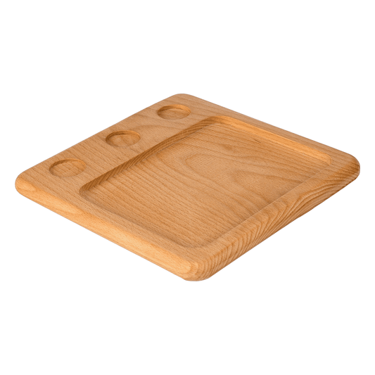 Senzo - Chip & Dip Wooden Tray with 3 Bowls - Wood & Porcelain