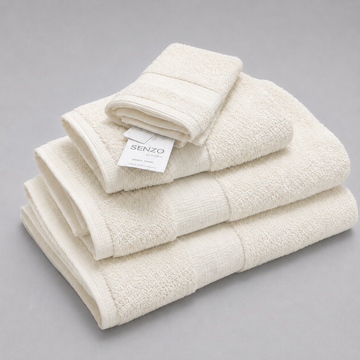 Senzo - Honeycomb Towel Set 4 Pieces - Off White - 100% Egyptian Cotton