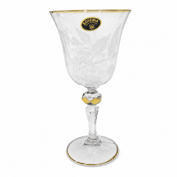 Bohemia Crystal - Goblet Glass Set 6 Pcs - 170 ml - Gold
