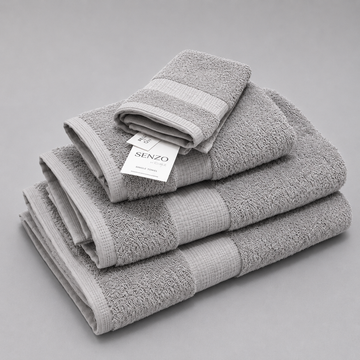 Senzo - Honeycomb Towel Set 4 Pieces - Grey - 100% Egyptian Cotton
